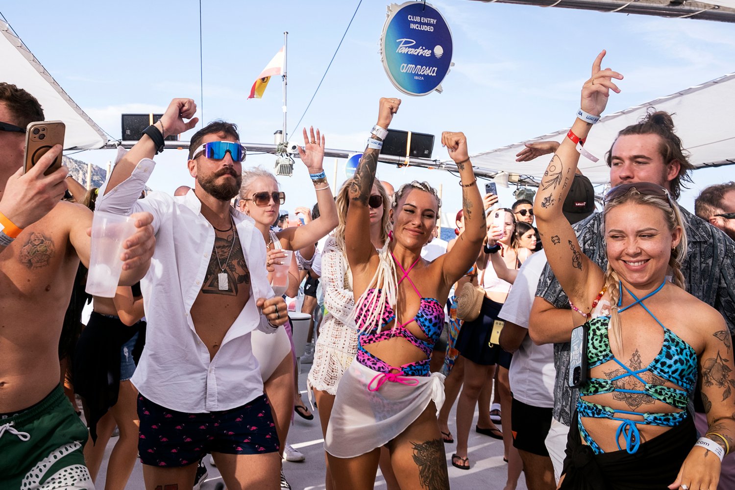 People at Ibiza beach festival