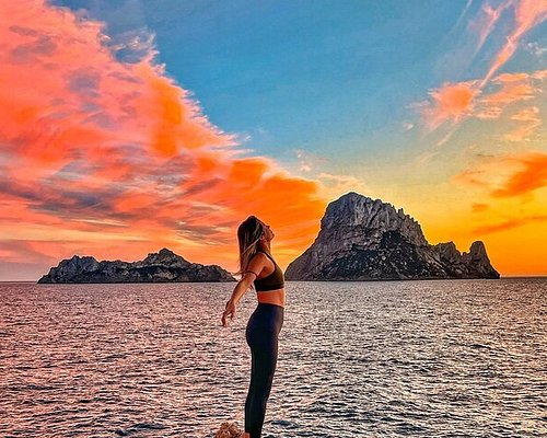 Ibiza old town sunset view